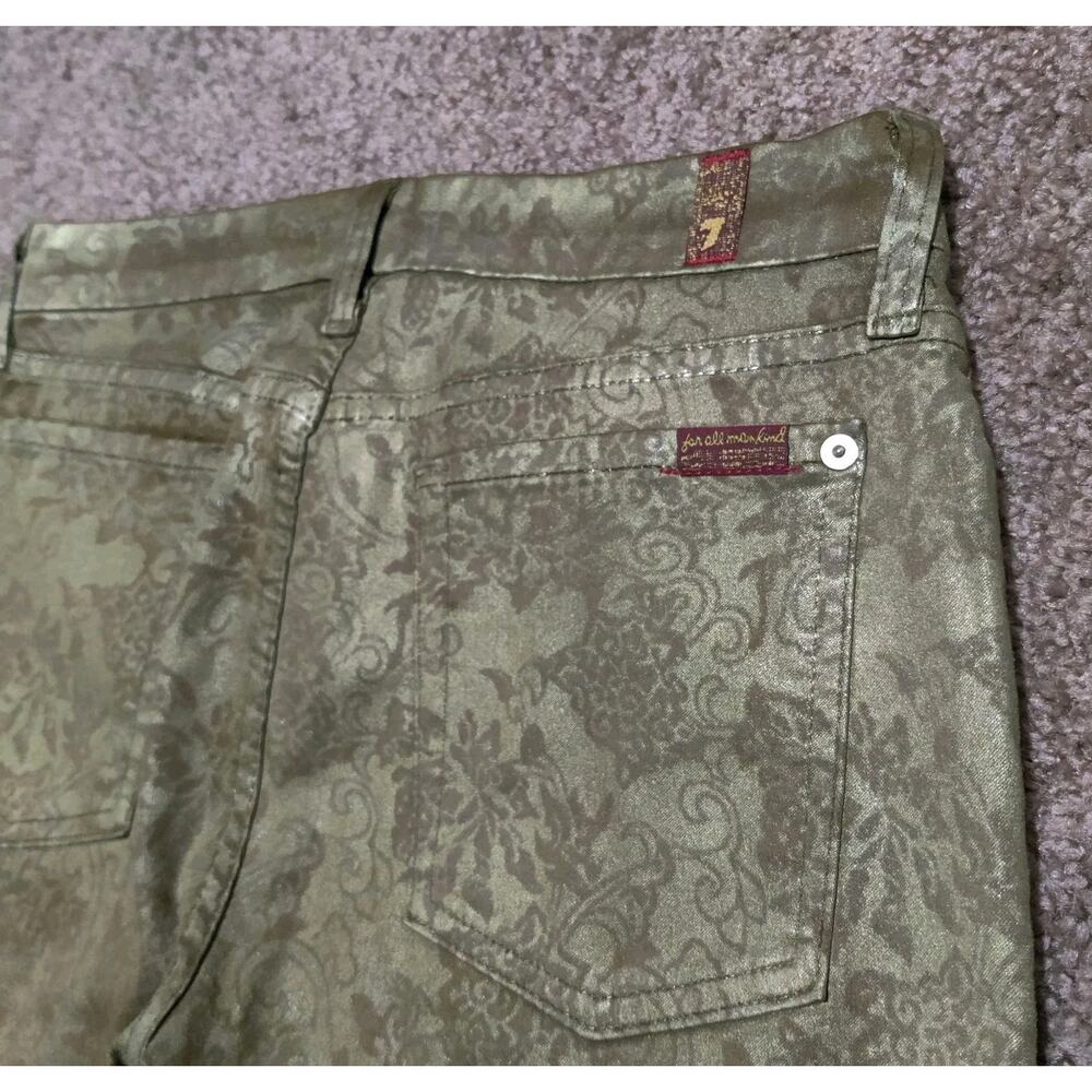Seven 7 For All Mankind Jeans Womens 30 x 25 Gold Leaf Metallic Cropped New